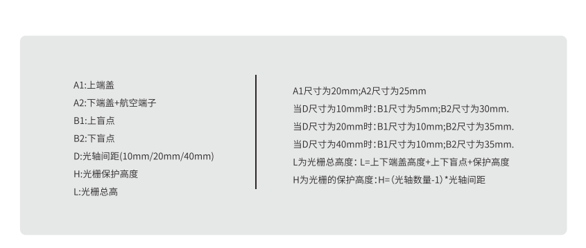 安全光栅尺寸说明